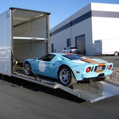 Luxury Blue Car Enclosed Car Shipping in California